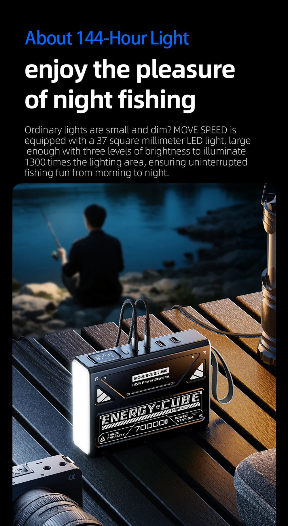 Movespeed LED Camping Lantern 70000mAh Emergency Power Light