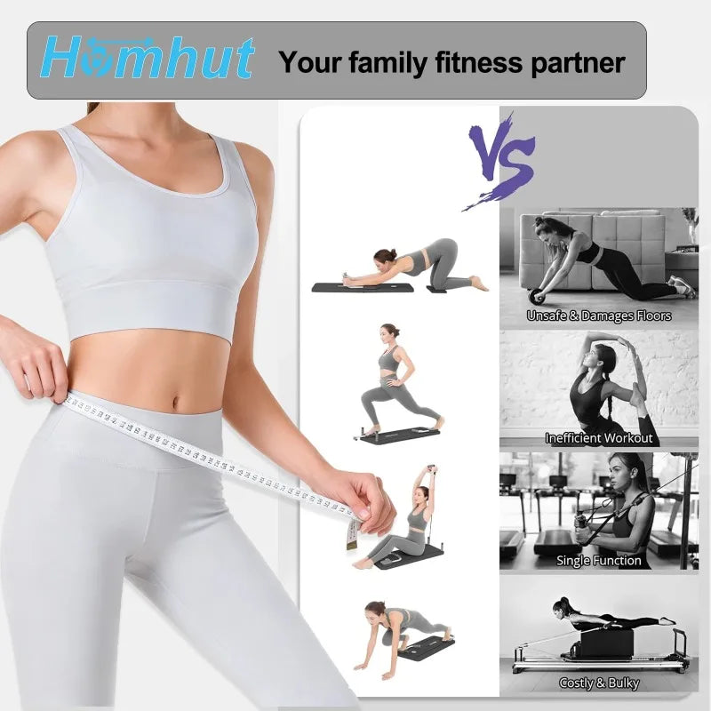 Portable Foldable Workout Board With Resistance Bands And Handles