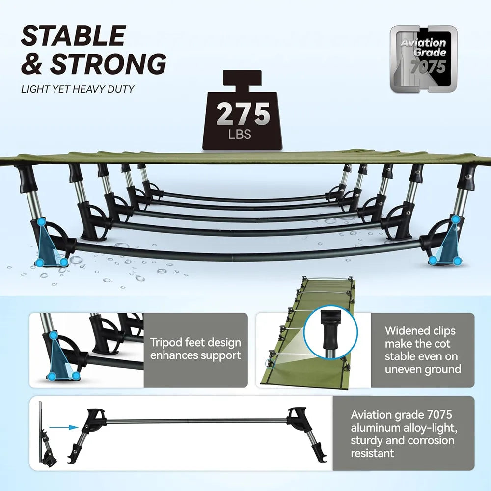 Portable Folding Camping Cot for Hiking Travel and Backpacking