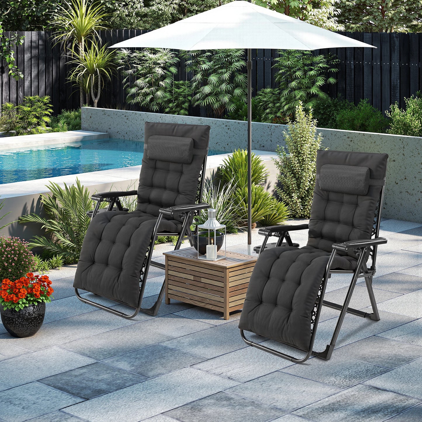 JHK Zero Gravity Outdoor Recliner With Cup Holder Trays
