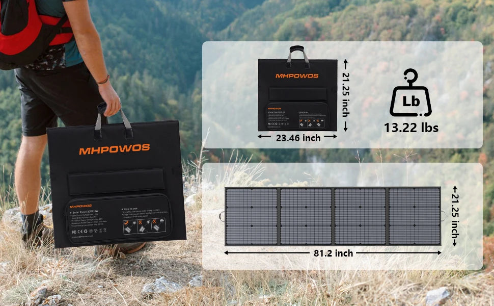 MHPOWOS Portable Foldable Solar Panel Waterproof 220W Charger