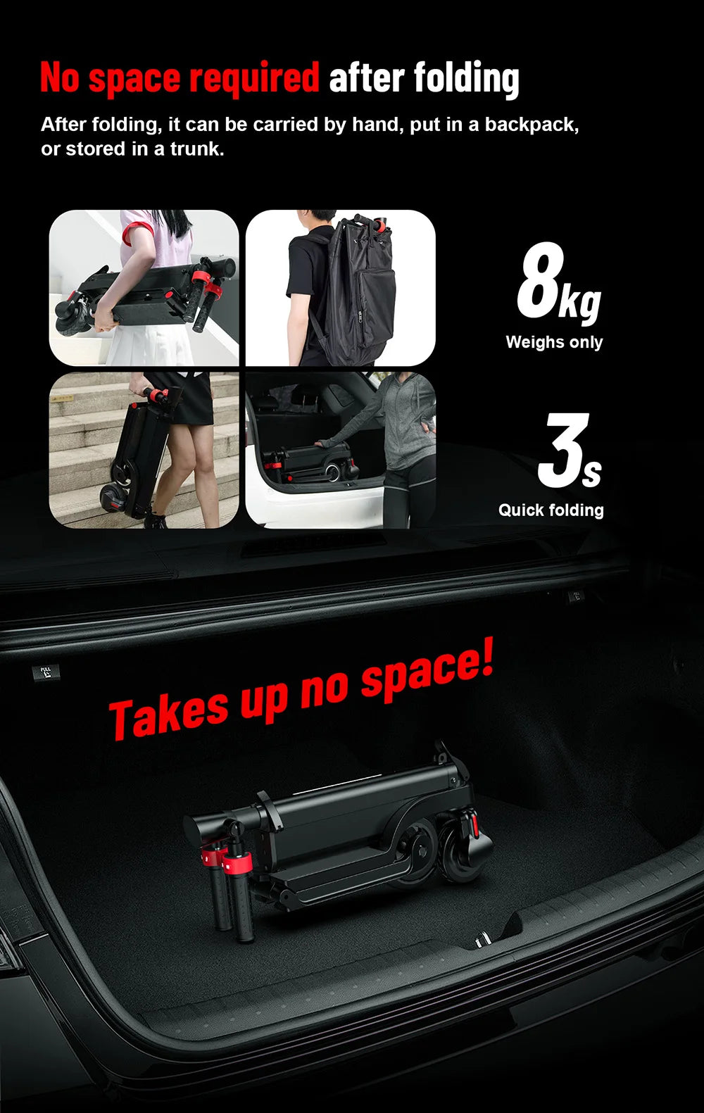 Huanci X6 350W Foldable Electric Scooter With Quick Charge
