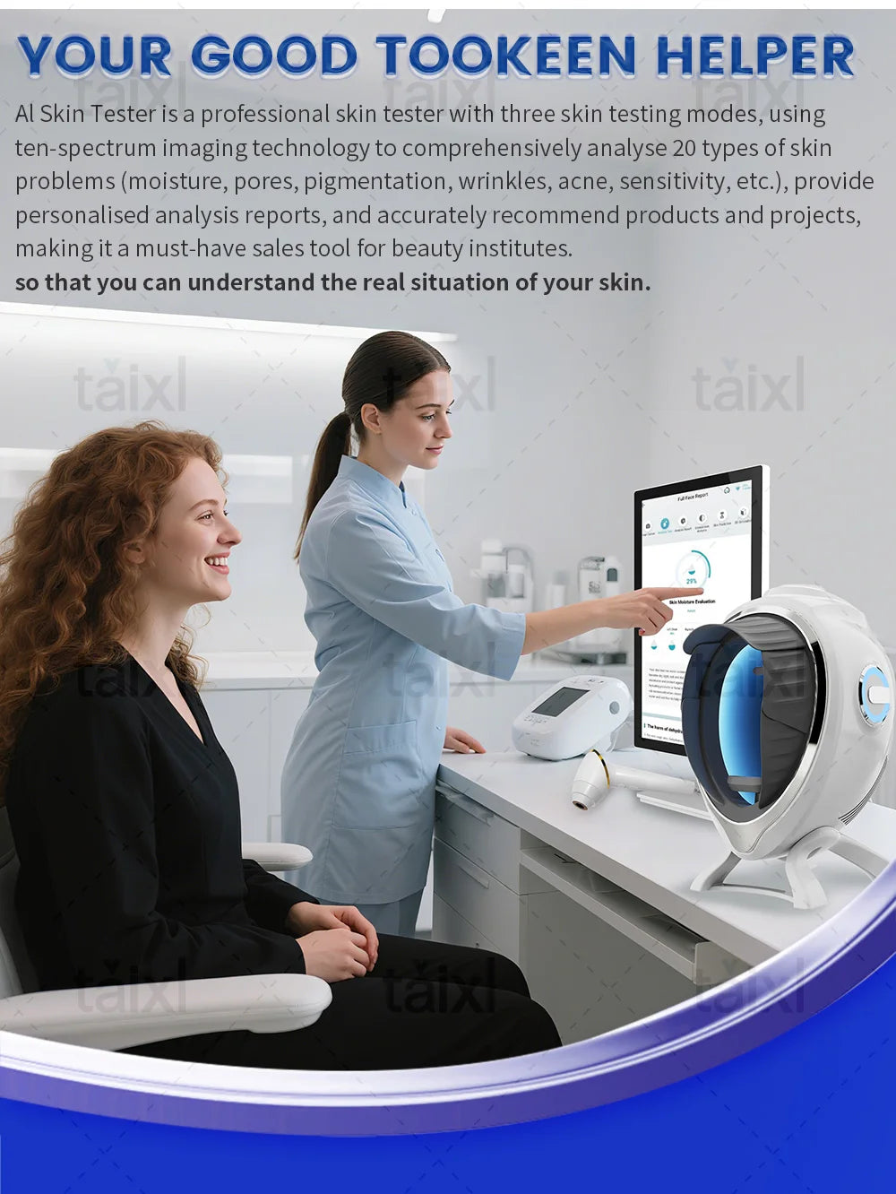 AI Skin Analyzer For Beauty Salons With 10 Spectrum Imaging