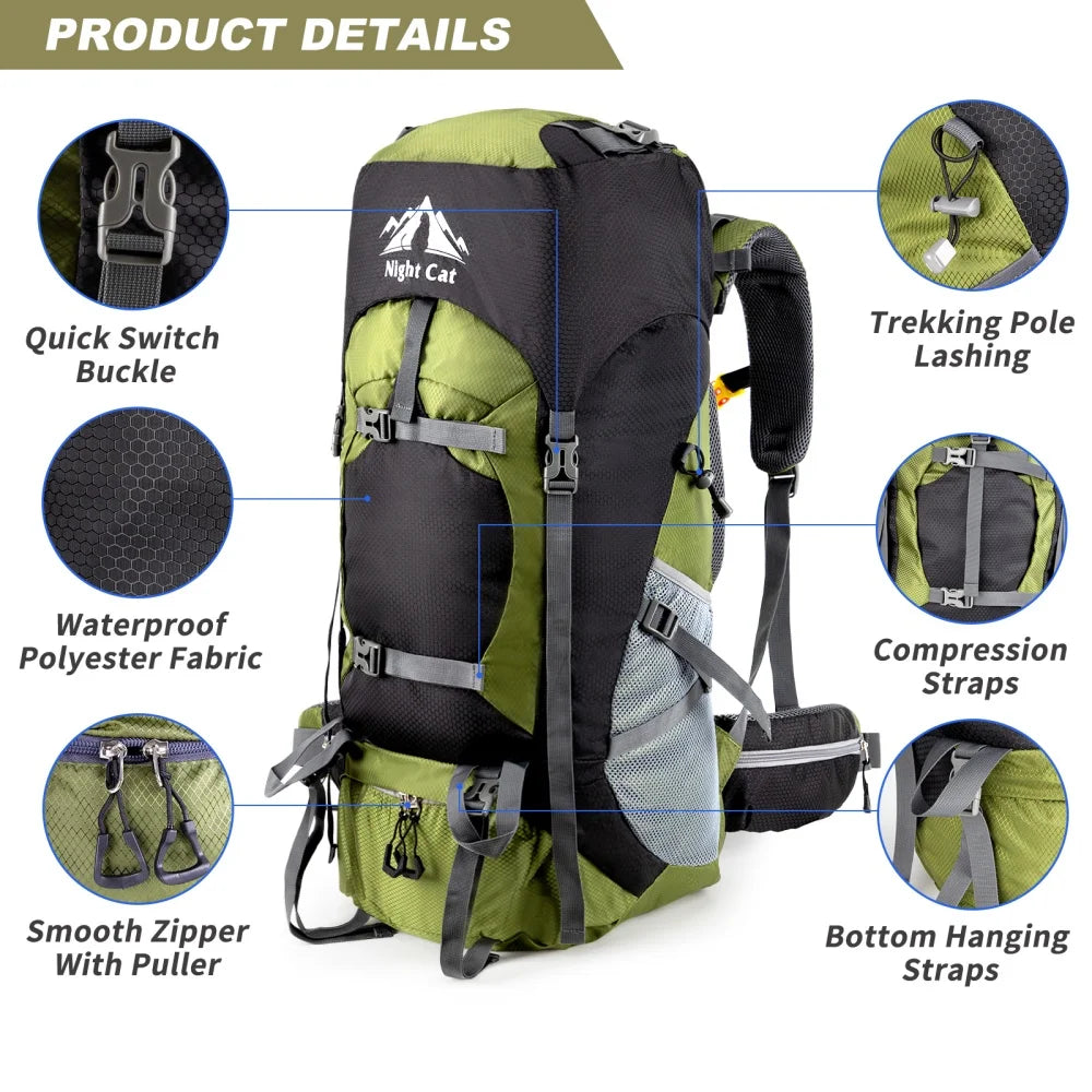 Night Cat Hiking Backpack Waterproof Outdoor Travel Pack