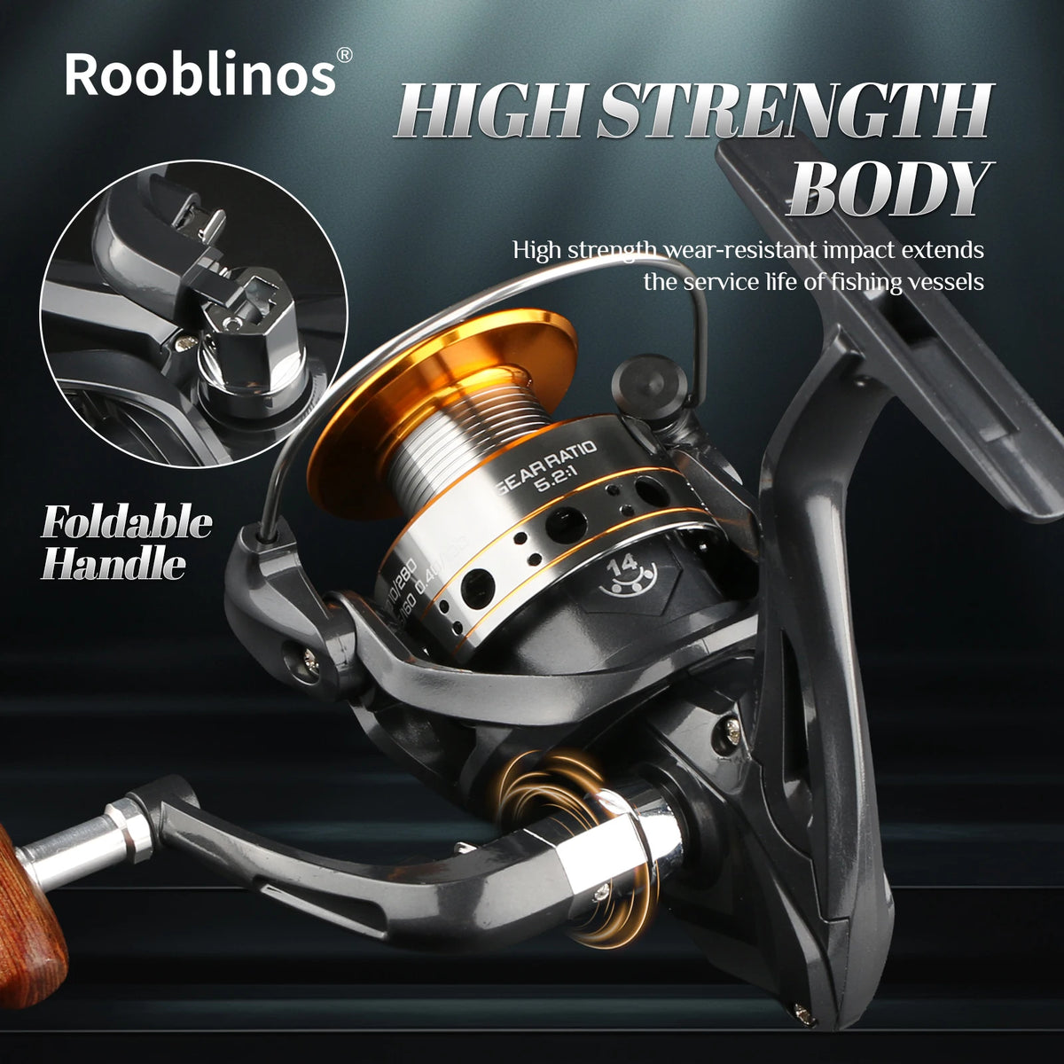 Rooblinos Spinning Fishing Reel With Smooth Drag And Five Bearings