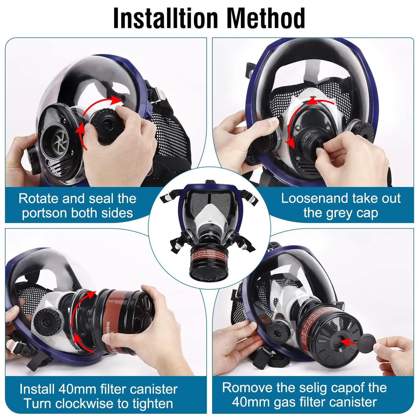 Professional Full Face Respirator With Activated Carbon Filter