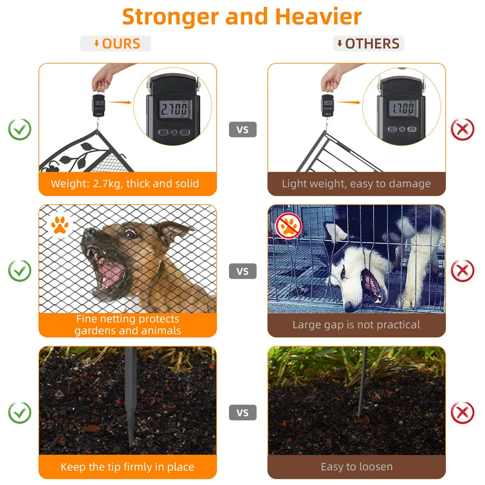 BORWART Tall Wrought Iron Dog Fence Panels For Pet Containment