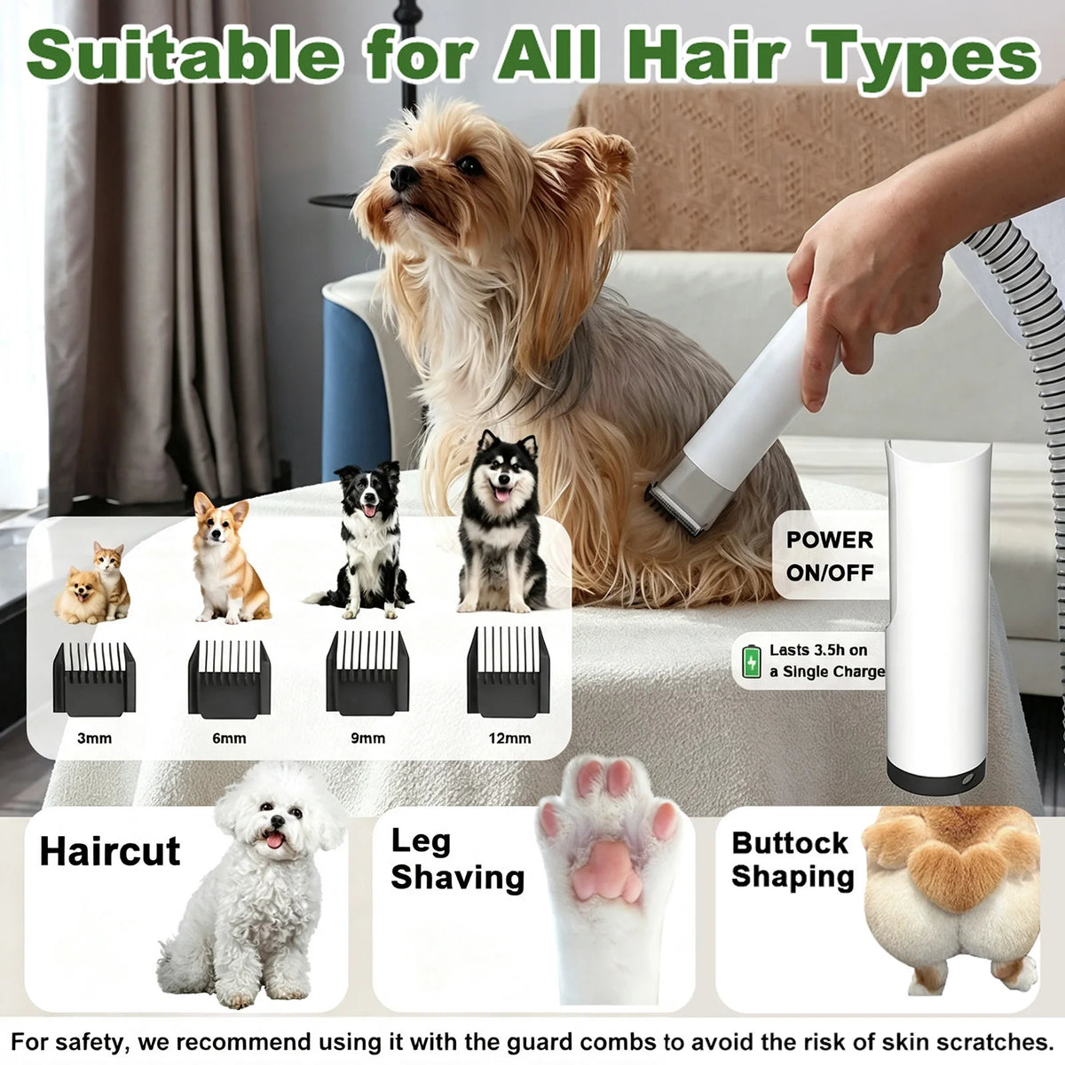 5-in-1 Pet Grooming Vacuum Kit With Clippers And Dryer