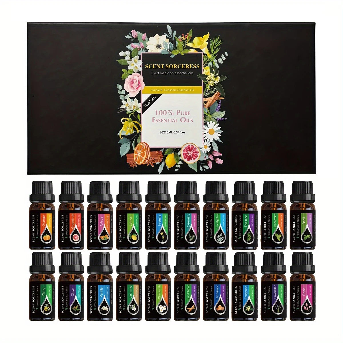 20Pcs/Set Classic Brand Essential Oil Set Lavender Eucalyptus Sweet Orange Lemon Aromatherapy Essential Oils Exclusive Formula