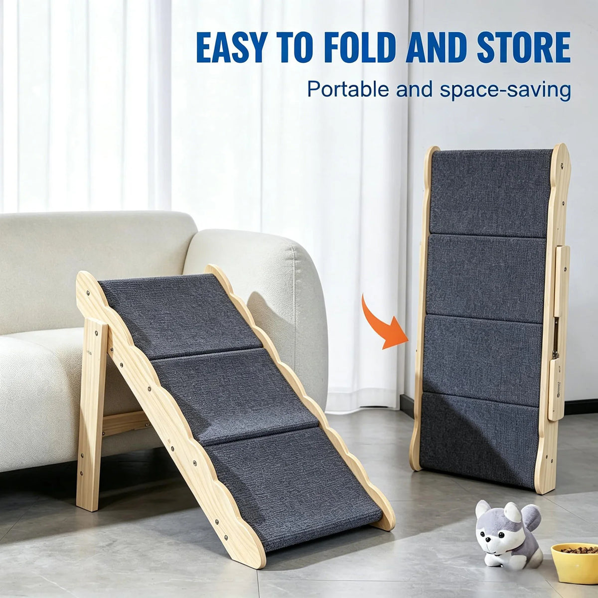 DishyKooker Wooden Folding Pet Stairs And Dog Ramp For Cars