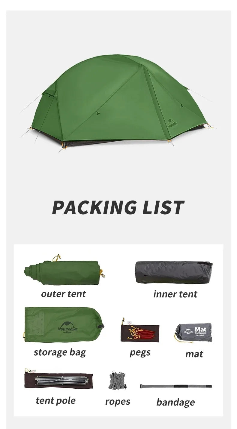 Naturehike Mongar Two Person Ultralight Waterproof Backpacking Tent