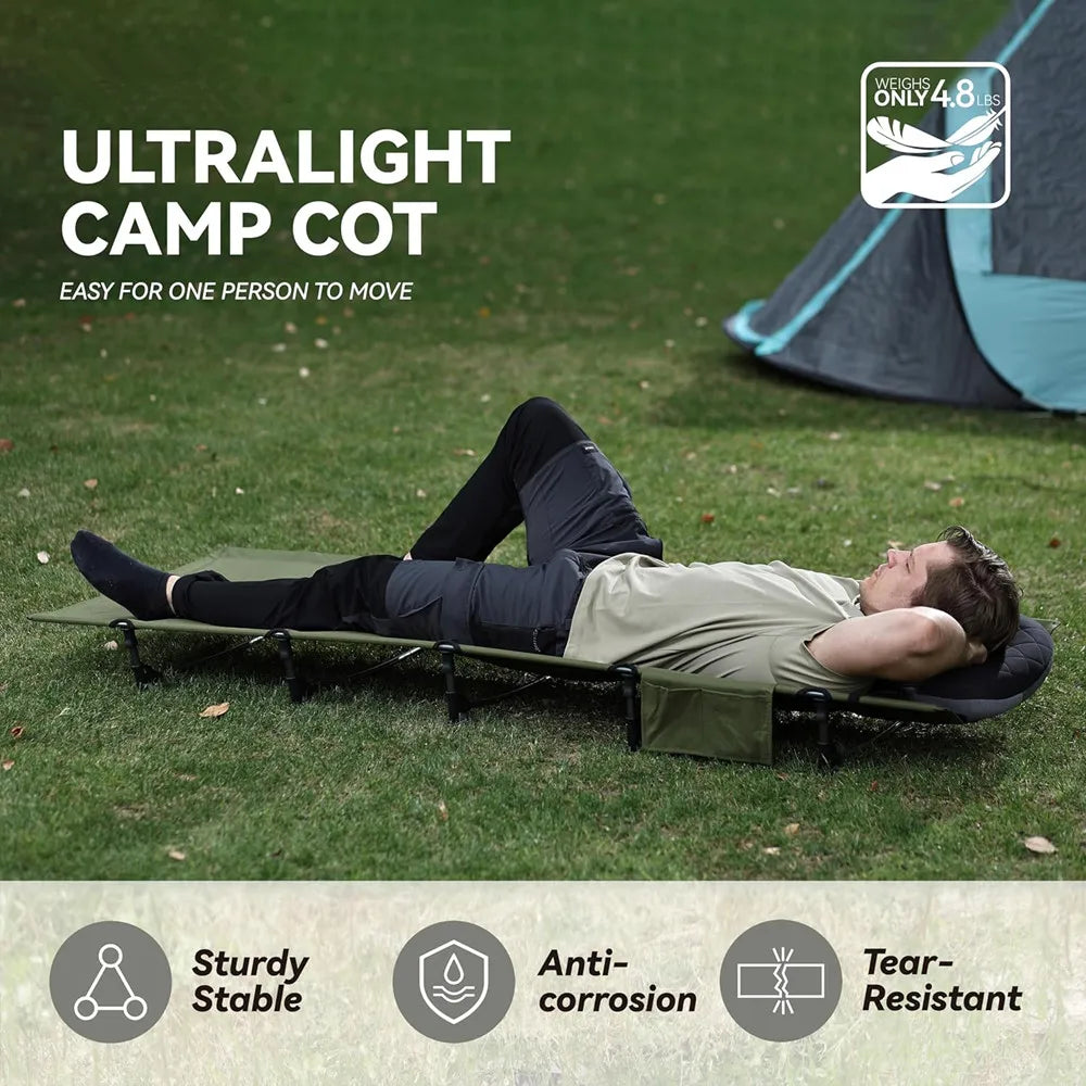Portable Folding Camping Cot for Hiking Travel and Backpacking