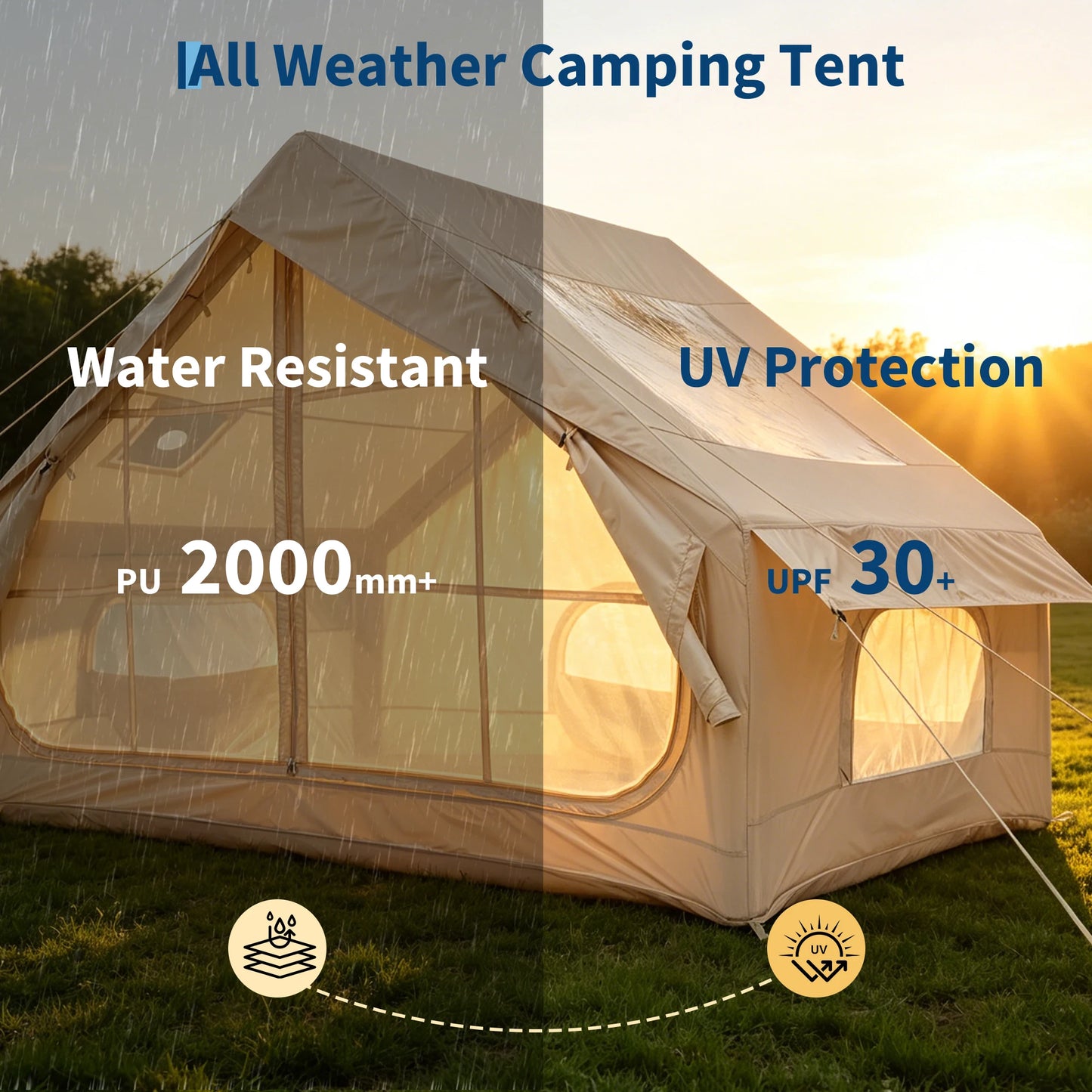 Spacious Waterproof Inflatable Camping Tent Oxford Fabric Family Shelter