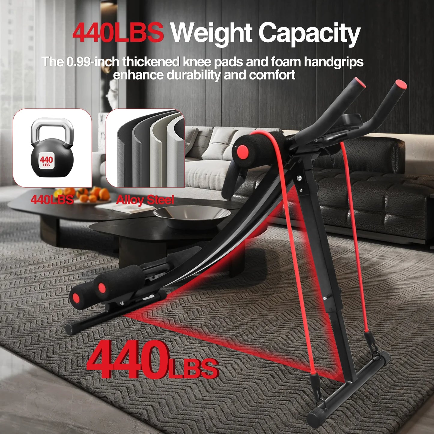 Foldable Ab Machine For Home Gym Core Workout With LCD Display