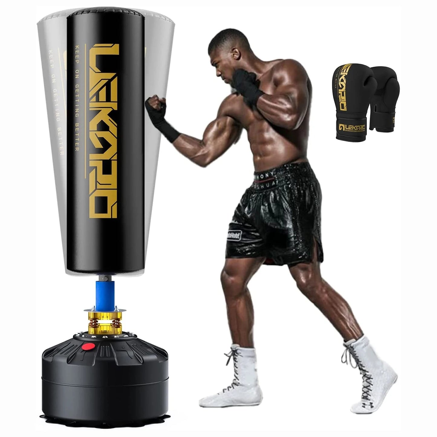 LEKARO Standing Boxing Post With Gloves Sandbag Training Kit