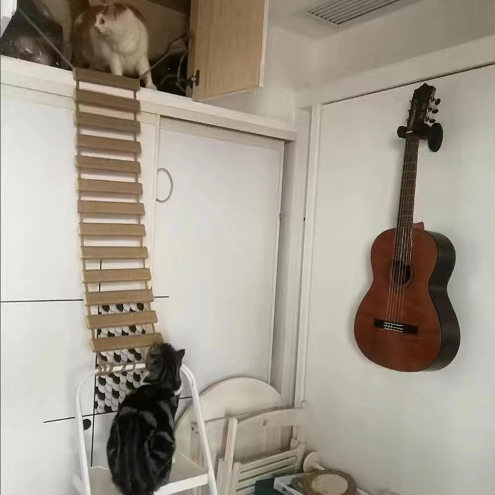 Cat Sisal Rope Bridge Ladder and Scratcher for Cage Furniture