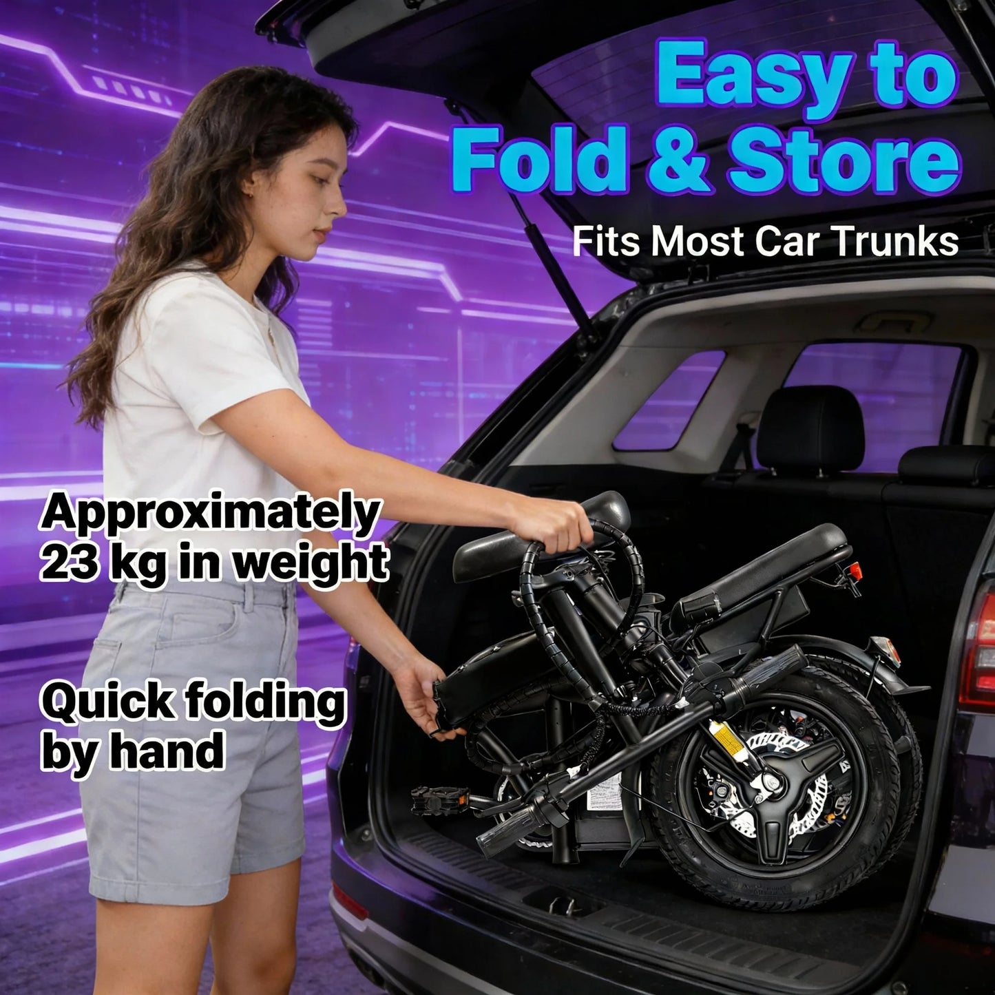 T5 Foldable Electric Bike 48V Peak Power Dual Disc Brakes