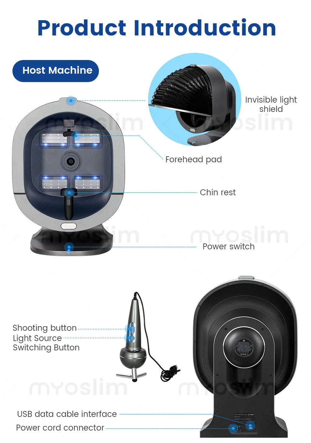 MYOSLIM 3D Pro Facial Scanner X5Pro Camera UV Skin Analysis