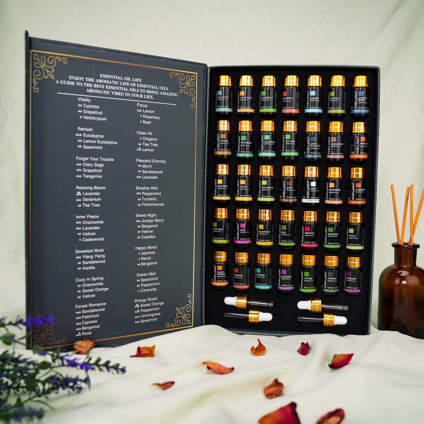 MAYJAM 35 Bottles Essential Oils Kit Gift Box With Lavender And More