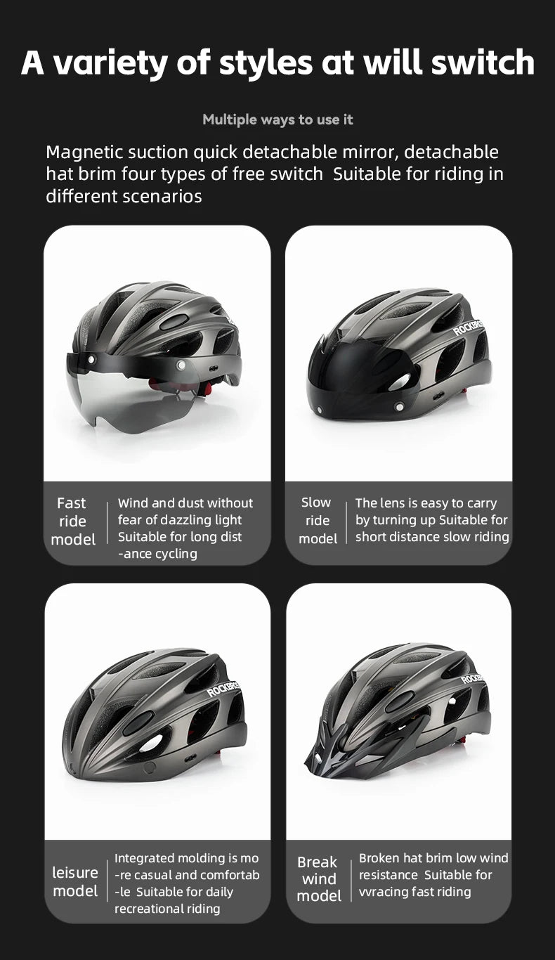 Rockbros Lightweight Cycling Helmet With Goggles For Road And Mountain