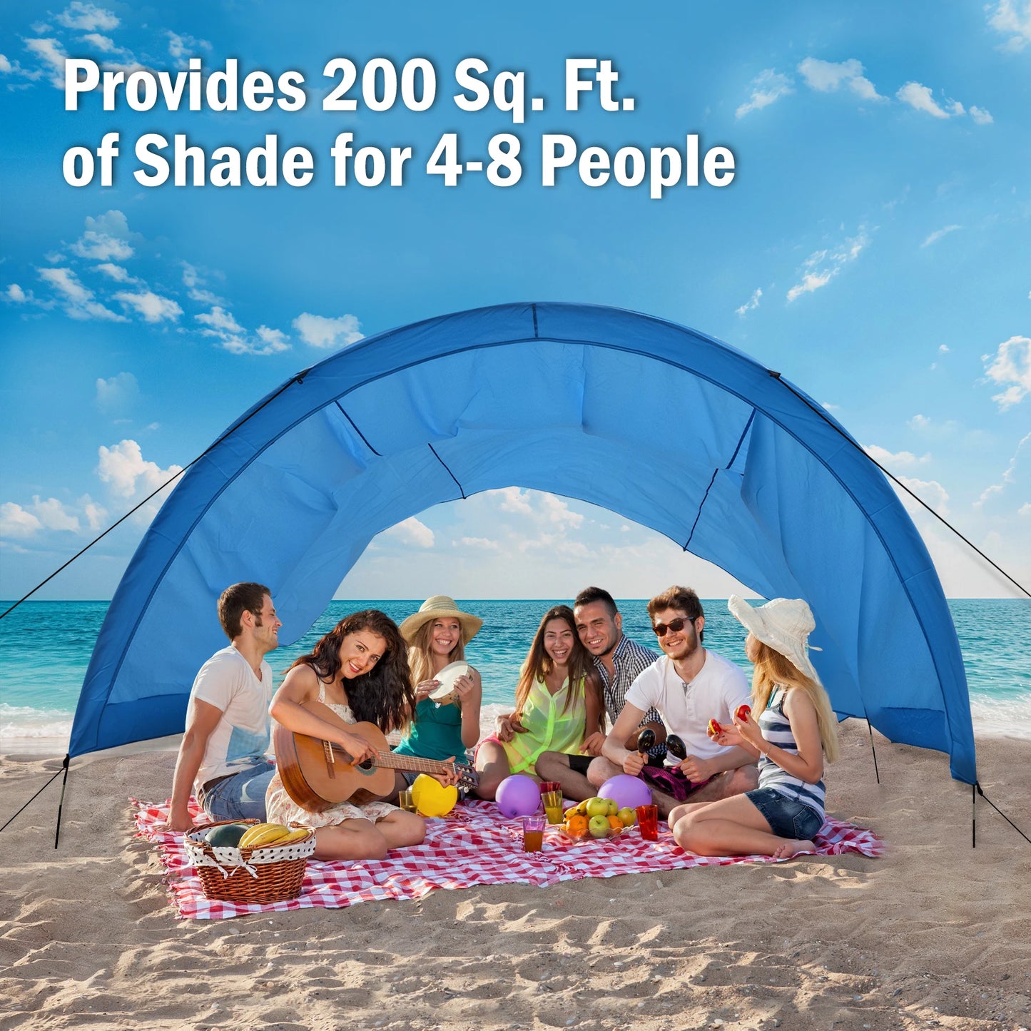 Beach Shade Canopy For 8 People Wind Assisted Setup