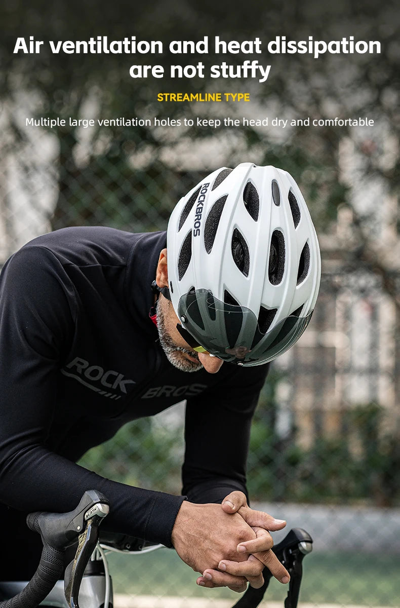Rockbros Lightweight Cycling Helmet With Goggles For Road And Mountain