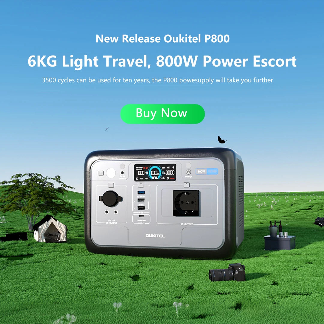 Oukitel 800W Portable Power Station 512Wh LiFePO4 Solar Generator