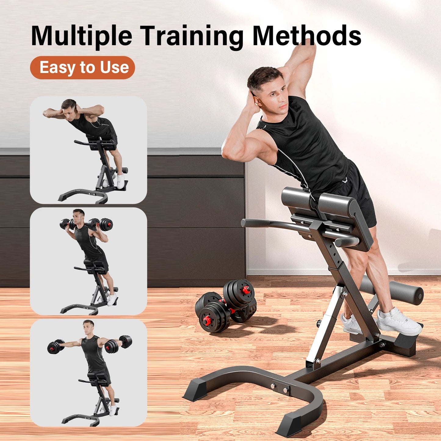 Adjustable Folding Roman Chair Back Extension Bench For Home Gym