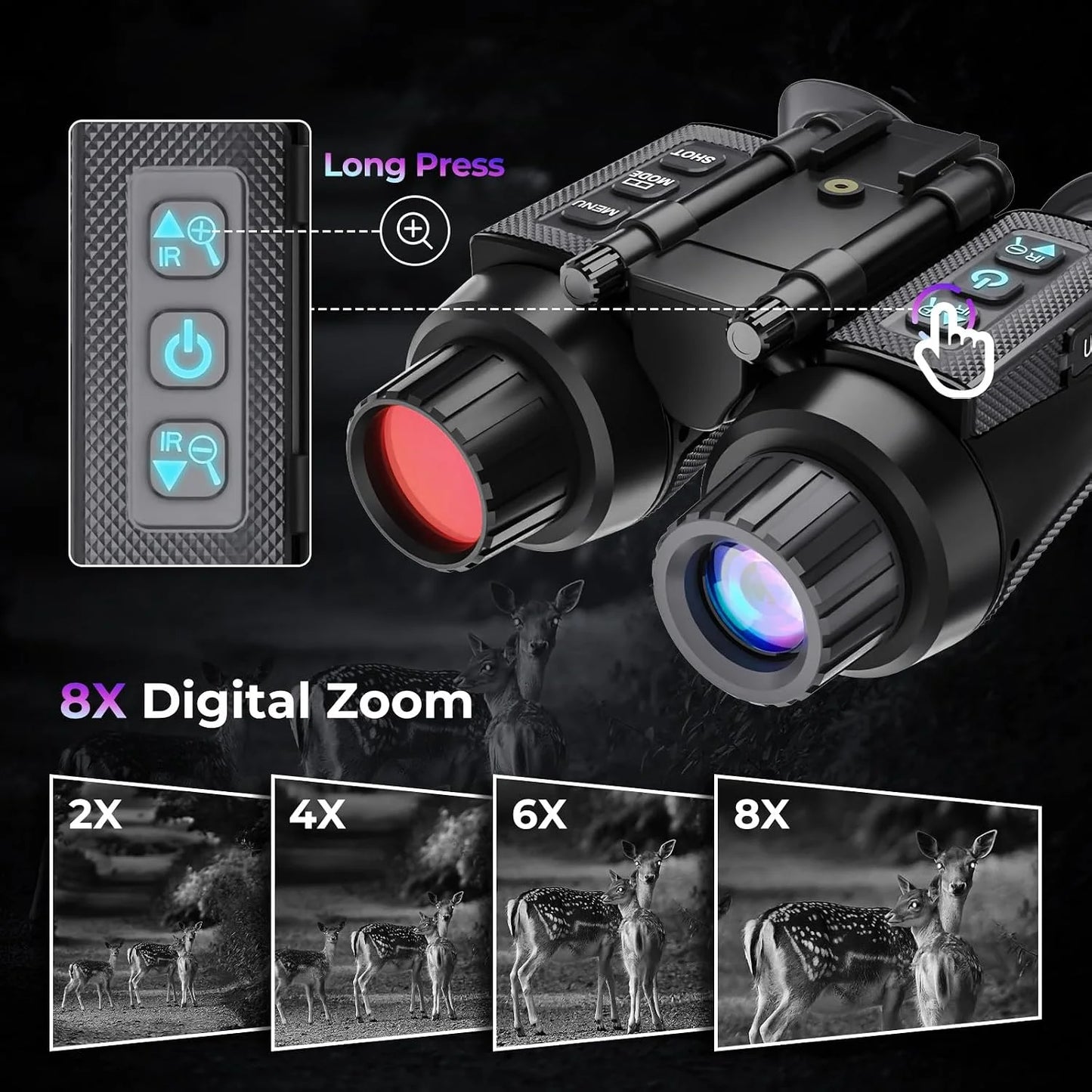 GOYOJO 4K Night Vision Binoculars With 8X Digital Zoom