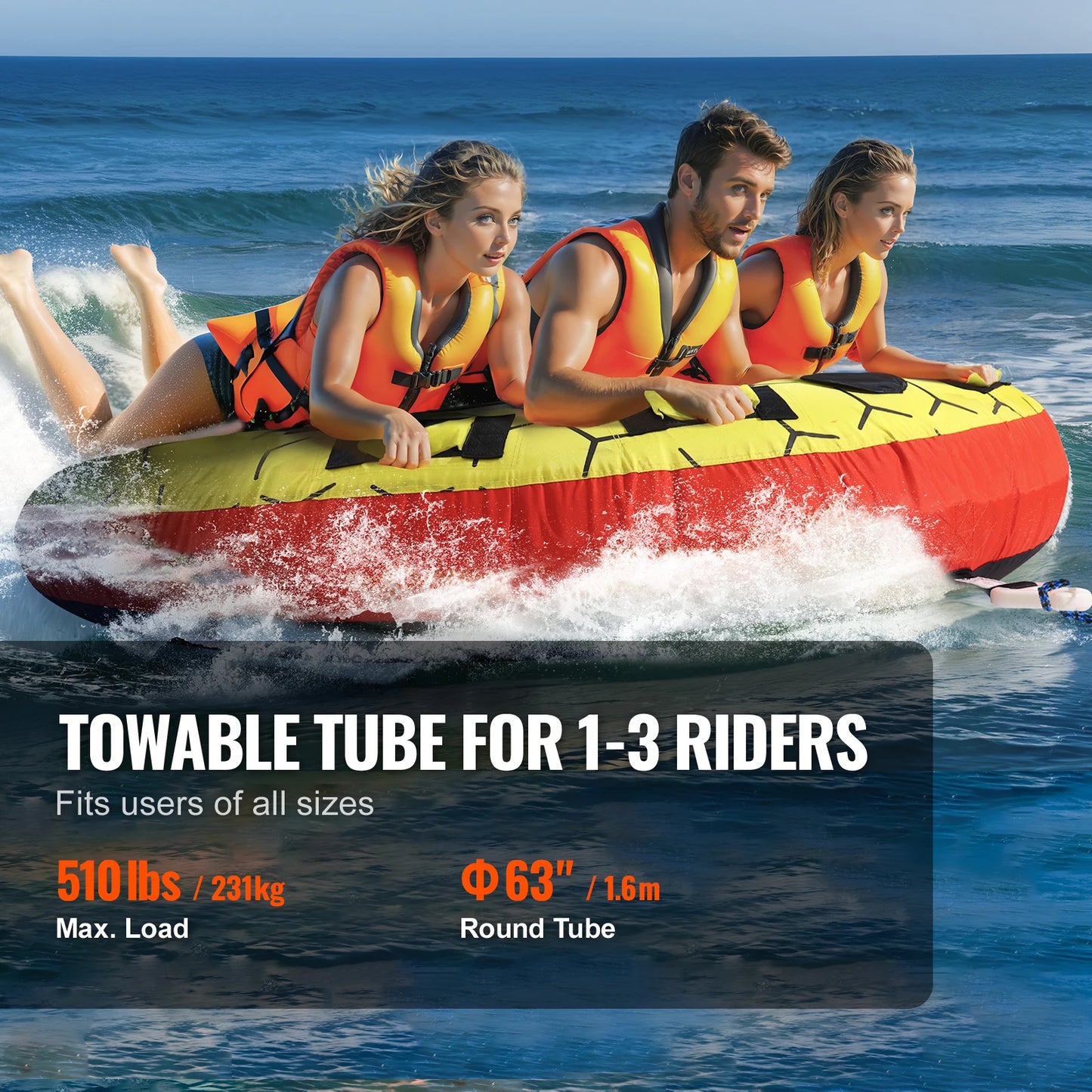 SucceBuy Inflatable Towable Tube For Boating And Water Sports