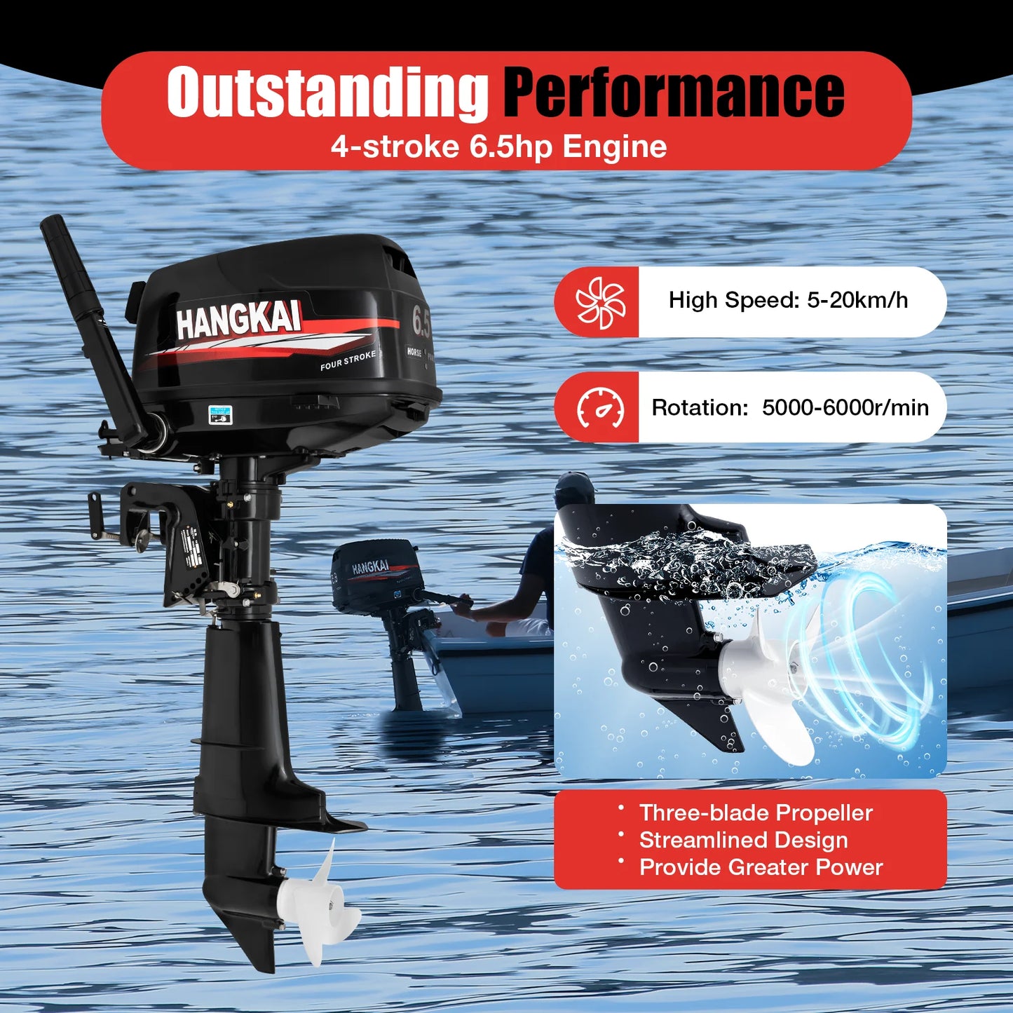 Six Point Five HP Outboard Motor With CDI Ignition System
