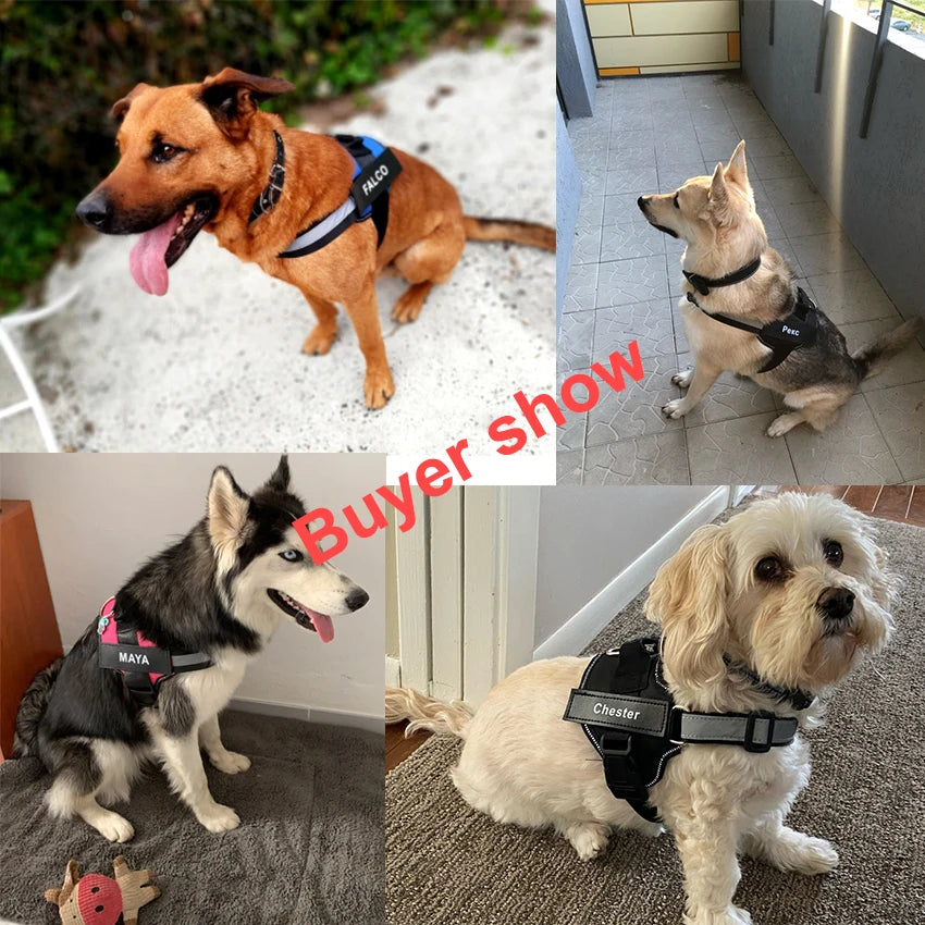 Personalized Dog Harness NO PULL Reflective Breathable Pet Harness Vest For Small Large Dog outdoor Walk Training Accessories