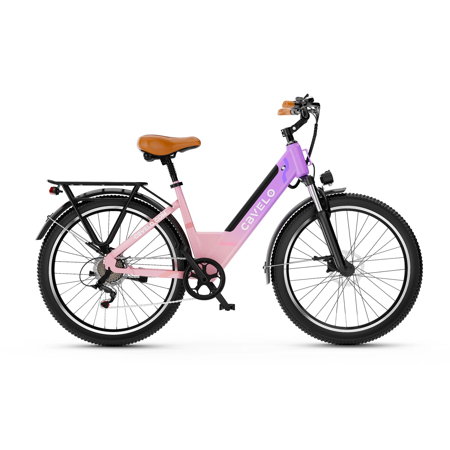 Cybervelo Urban Commute E-Bike, 48V 1000W Peak Motor, Detachable Battery 7-Speed shift Electric Bike, 26“ Step-Thru adults EK2