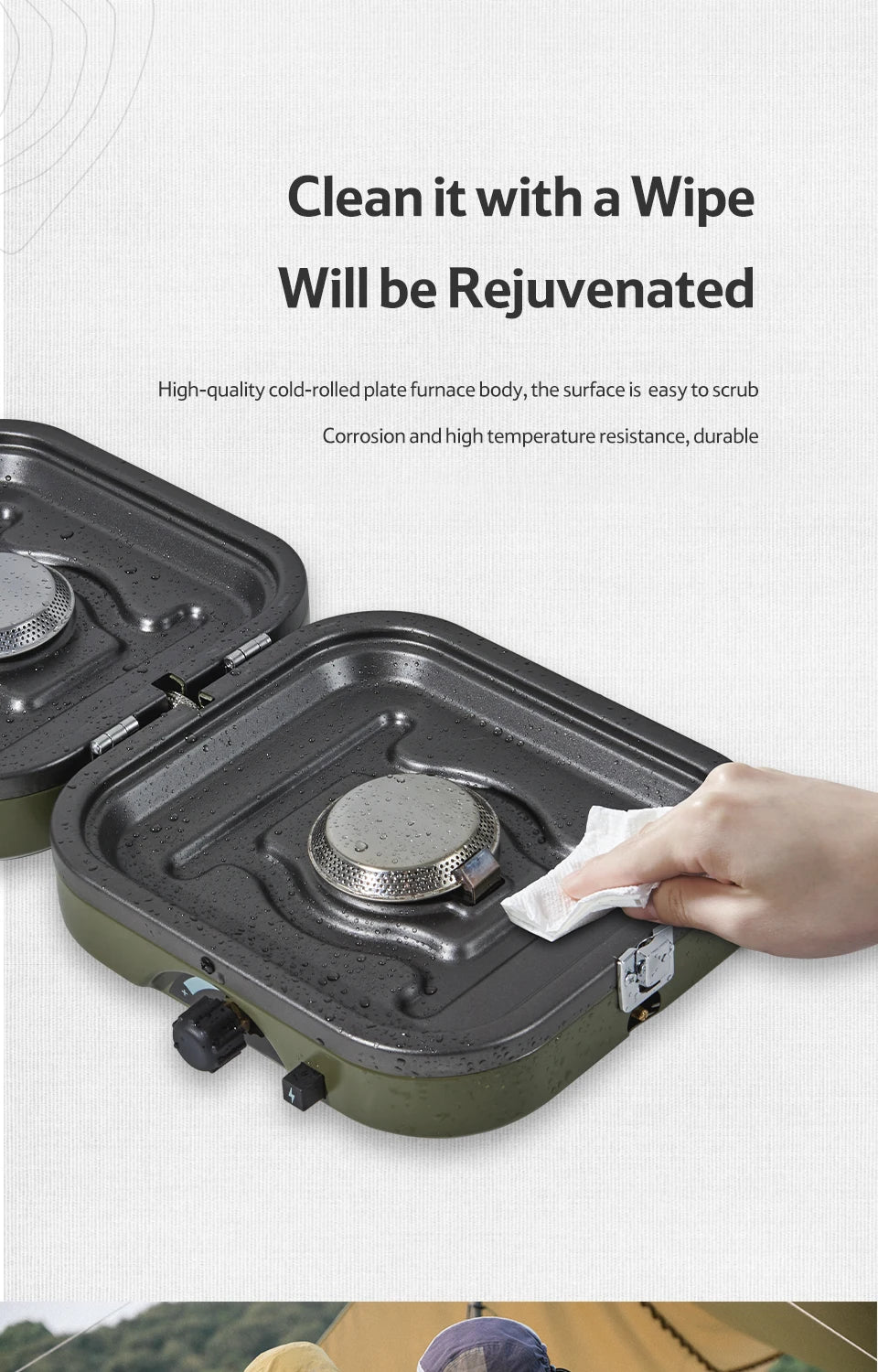 Naturehike Two Burner Portable Folding Gas Camping Stove With Griddle