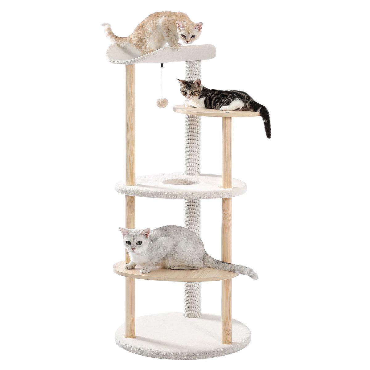 PAWZ Road Modern Wooden Cat Tree Tower With Scratching Post