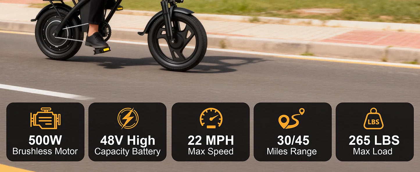 Ladped Foldable Dual Seat Electric Bike With 500W Motor