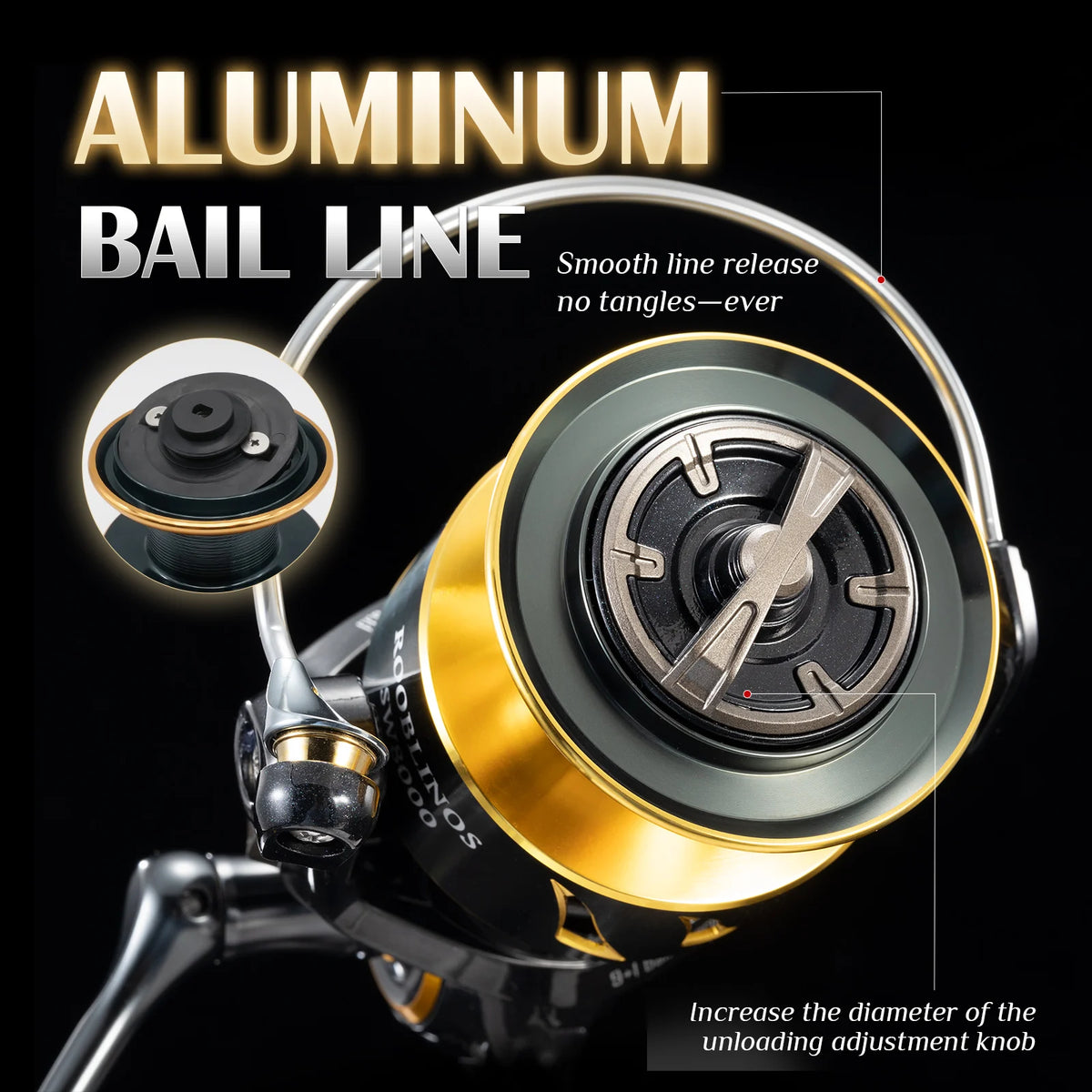 ROOBLINOS Saltwater Spinning Reel for Surf Fishing Aluminum Construction