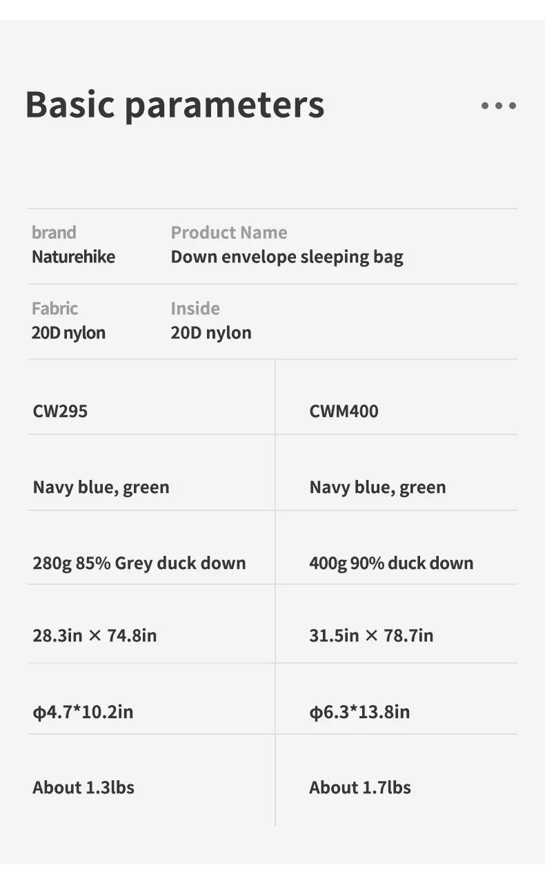 Naturehike Ultralight Duck Down Sleeping Bag For Backpacking Camping