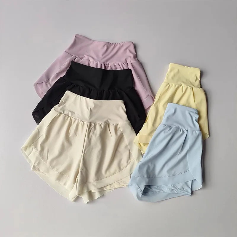 Women's 2-In-1 Quick-Dry Yoga Shorts Mesh Breathable High Waist