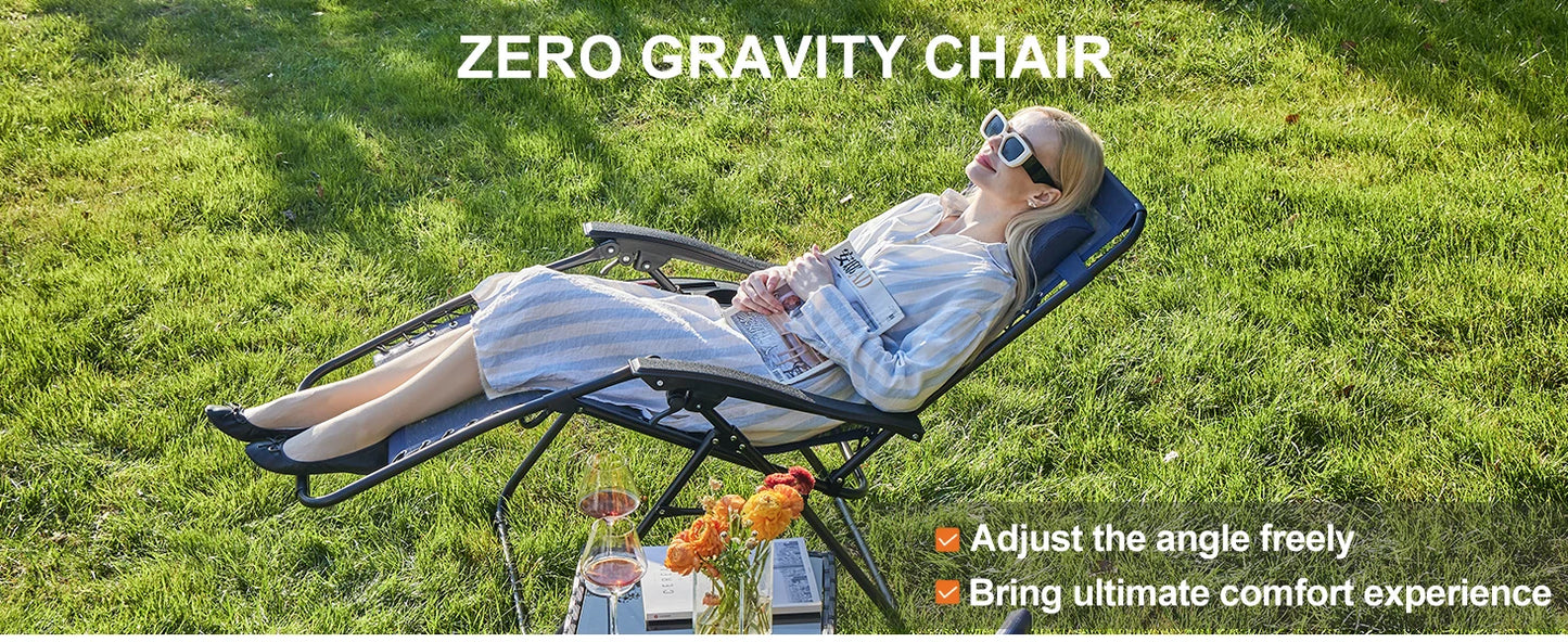 JHK Zero Gravity Outdoor Recliner With Cup Holder Trays