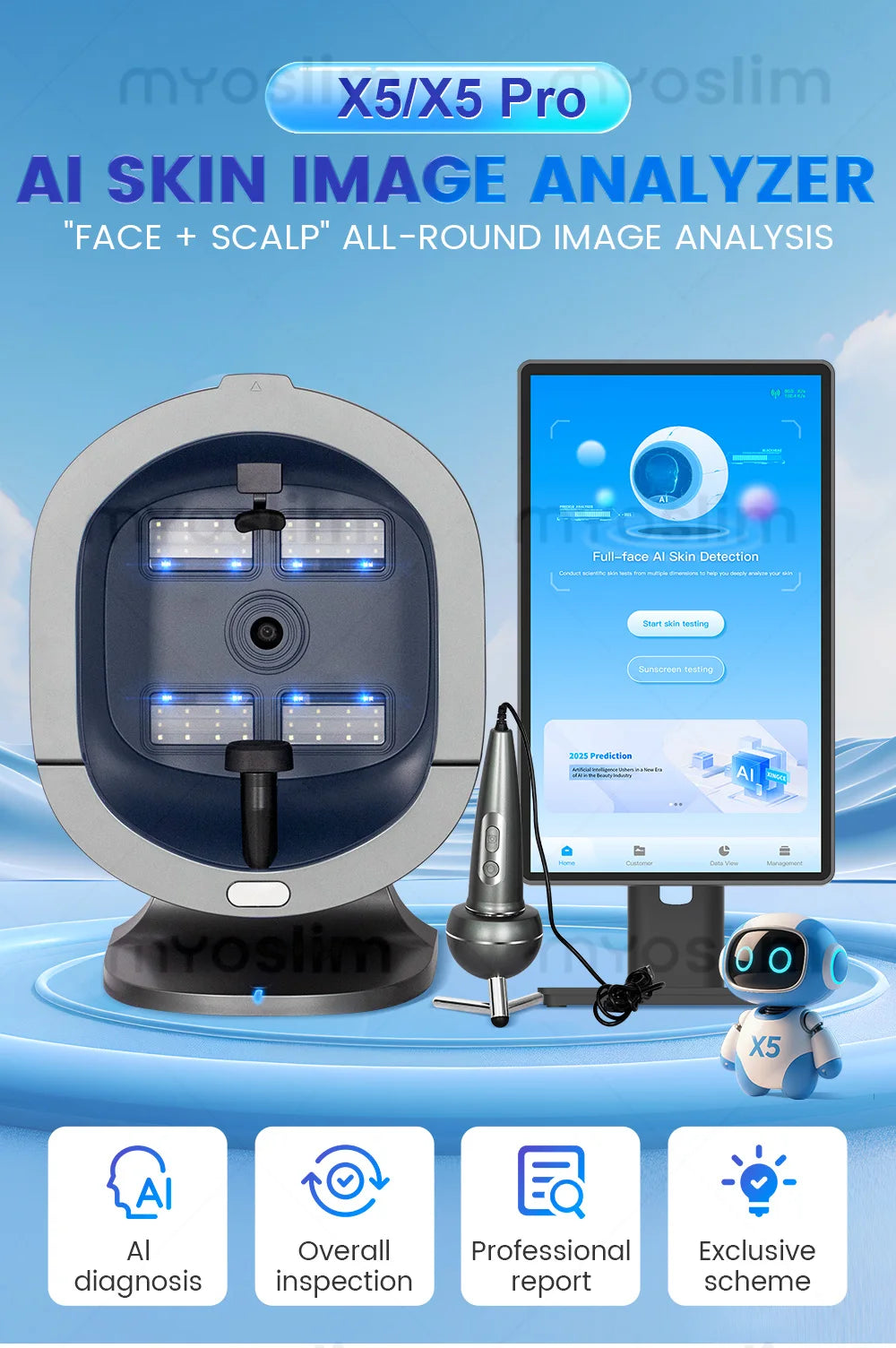 MYOSLIM 3D Pro Facial Scanner X5Pro Camera UV Skin Analysis