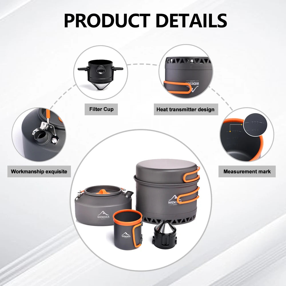 Widesea Outdoor Camping Cookware Set For Hiking Picnic
