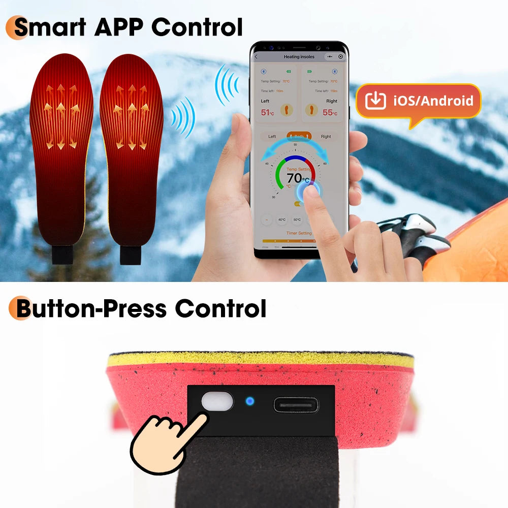 Rechargeable App Controlled Heated Insoles with Dual Temperature Control