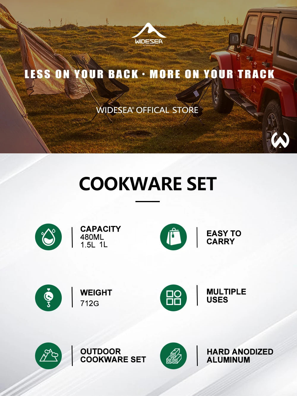 Widesea Outdoor Camping Cookware Set For Hiking Picnic