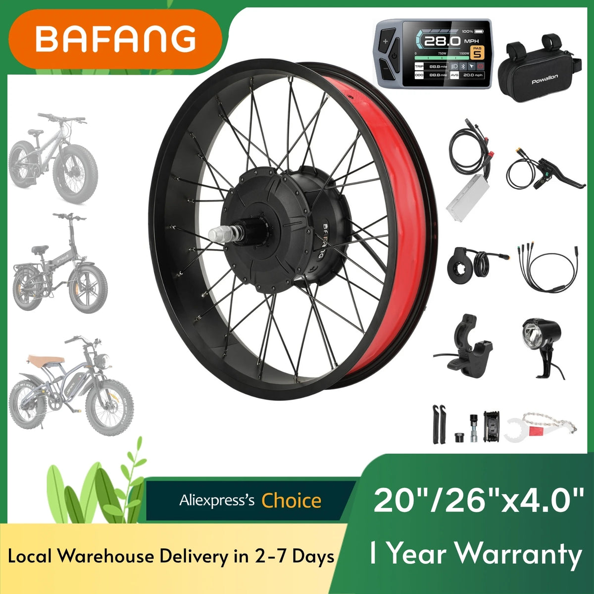 BAFANG 750W Fat Tire Ebike Rear Hub Motor Conversion Kit