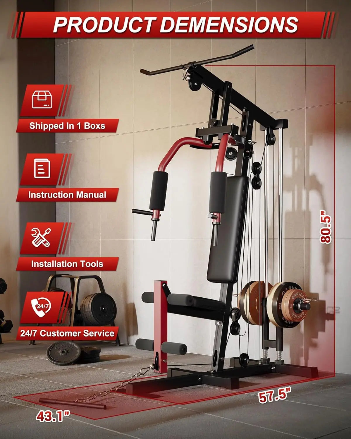 HiMISS 5-in-1 Home Gym Machine for Full Body Strength Training Workout