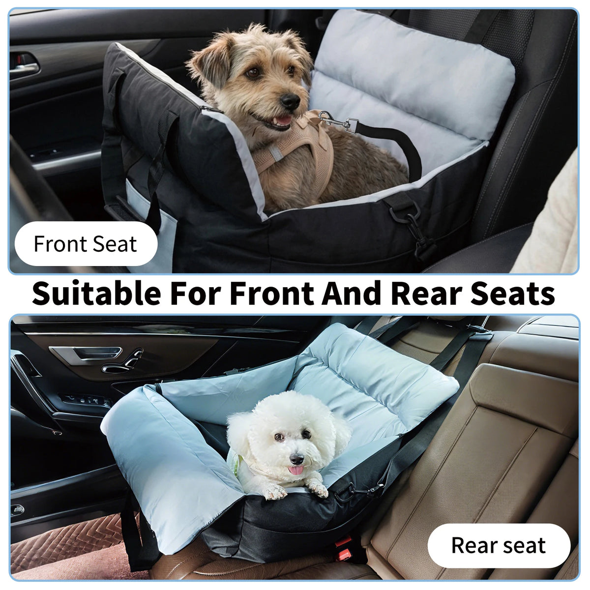 BORWART Portable Dog Car Booster Seat With Safety Belt Washable Cover