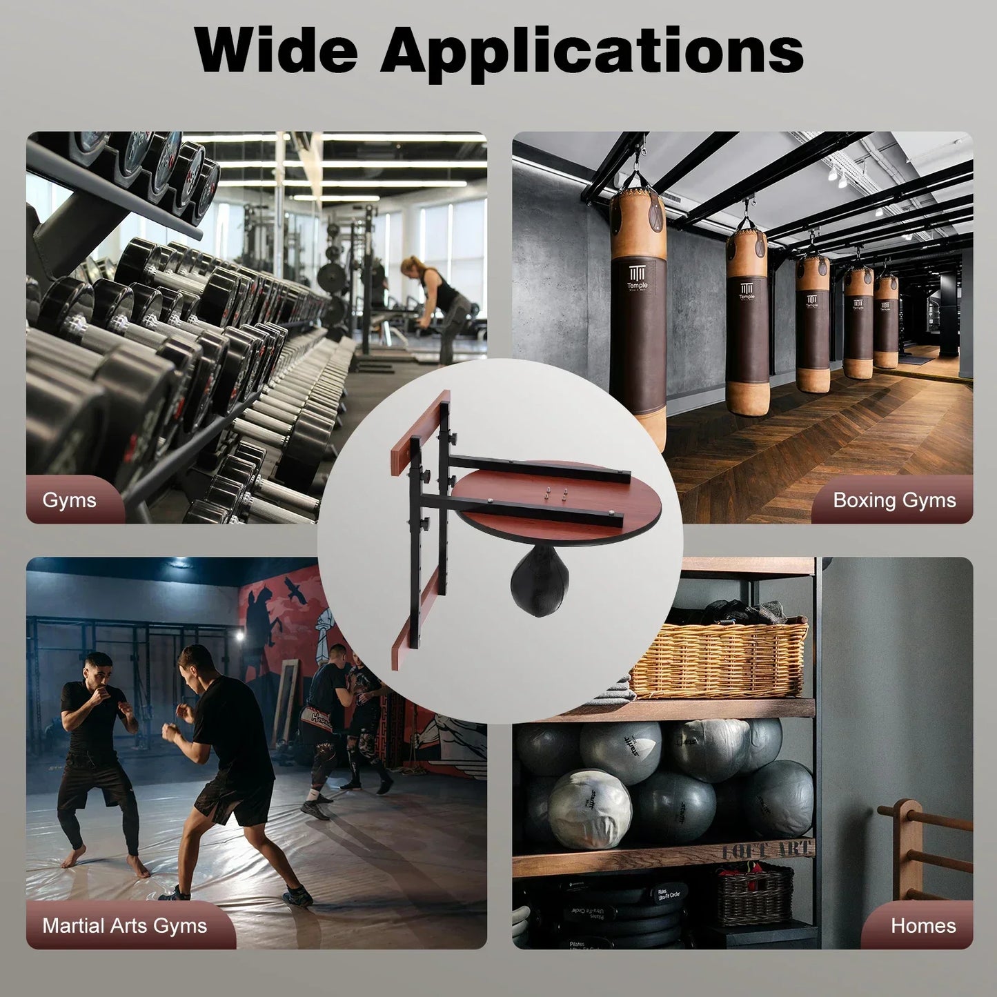 Adjustable Wall Mounted Speed Bag Platform With Pu Boxing Ball
