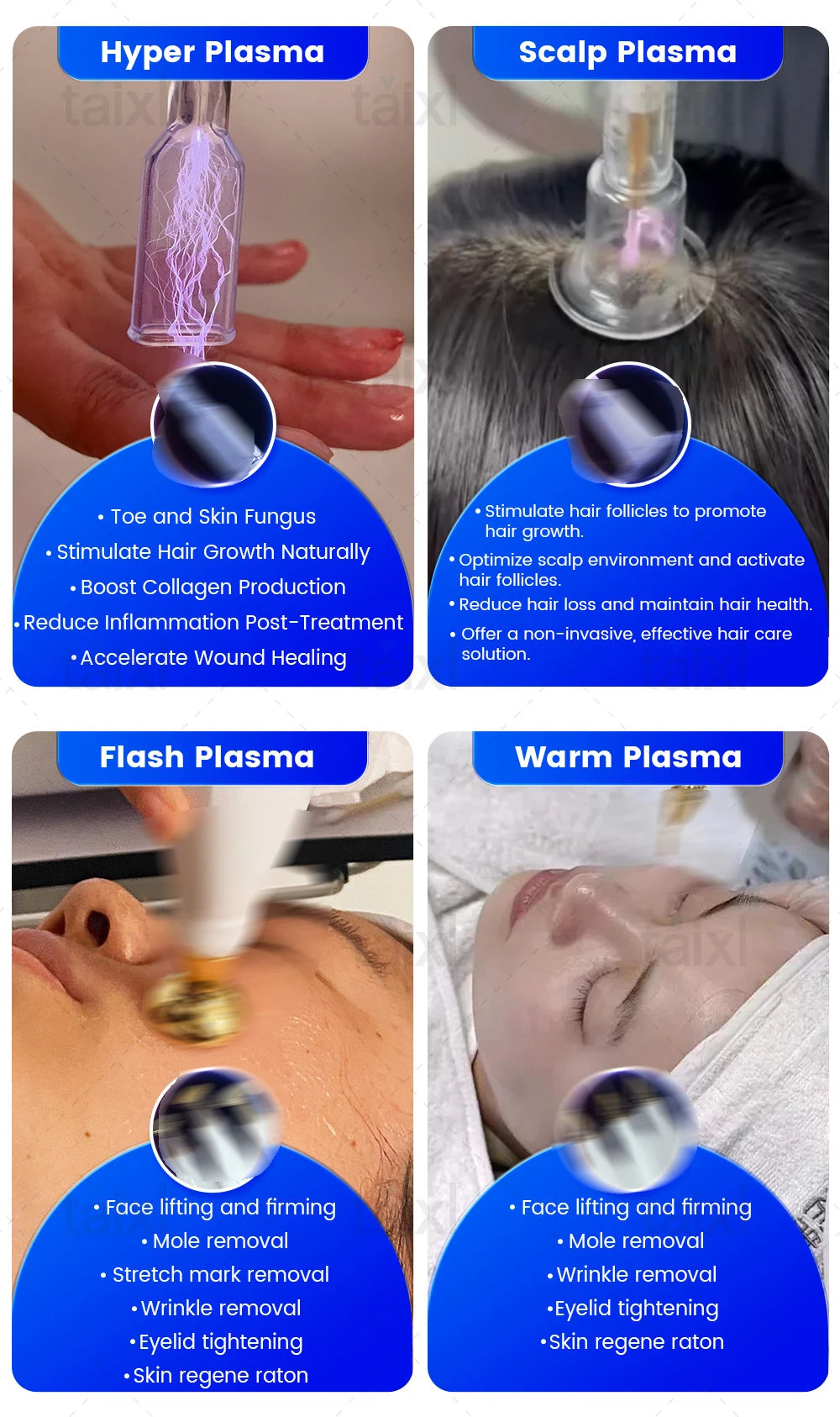 Cold Hot Plasma 8in1 Facial Machine Diamond Stamp Ozone Skin Rejuvenation Anti-Aging Acne Treatment RF Lifting Beauty Equipment
