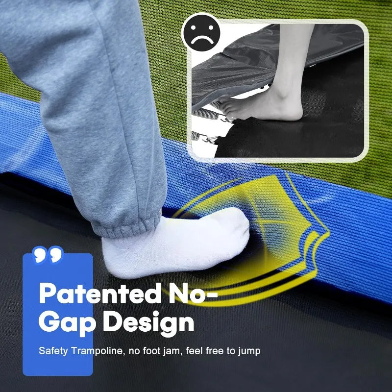 Zupapa 1800LBS Weight Capacity Rectangle Trampoline 10x17FT 9X15FT 8X14FT Outdoor Square Gymnastics Trampolines